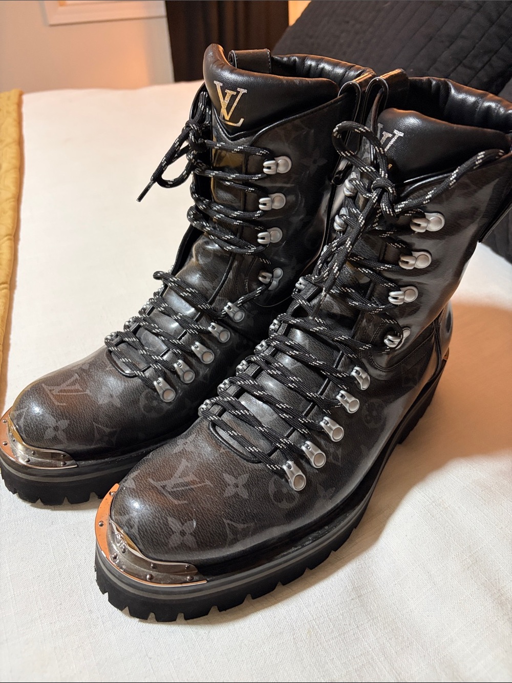 Louis Vuitton Black Monogram Alpine Lace-Up Boots - Picture 8 of 12